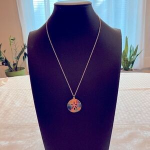 Sand Dollar Enameled Pendant Necklace